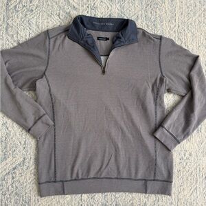 Southern Marsh Men's Blue Gray Quarter-Zip with Navy Collar Lightweight